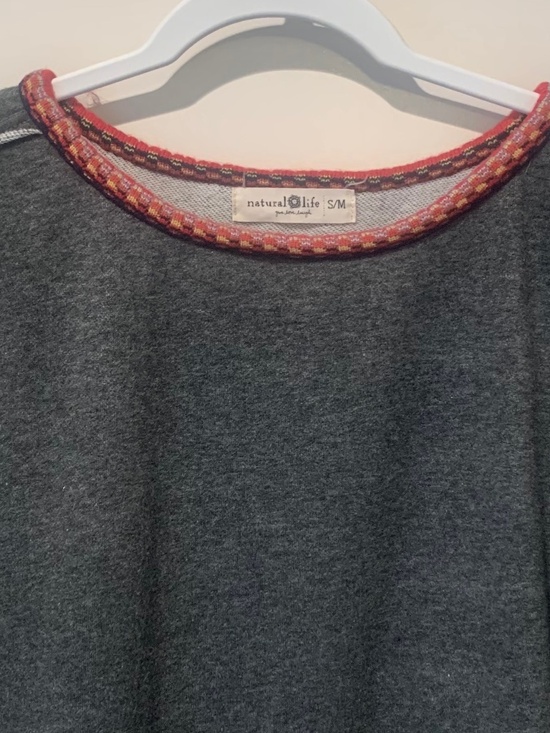 Natural Life Oversized Knit Trim Sweatshirt Gray Pullover Top S/M Small Medium - Picture 6 of 8